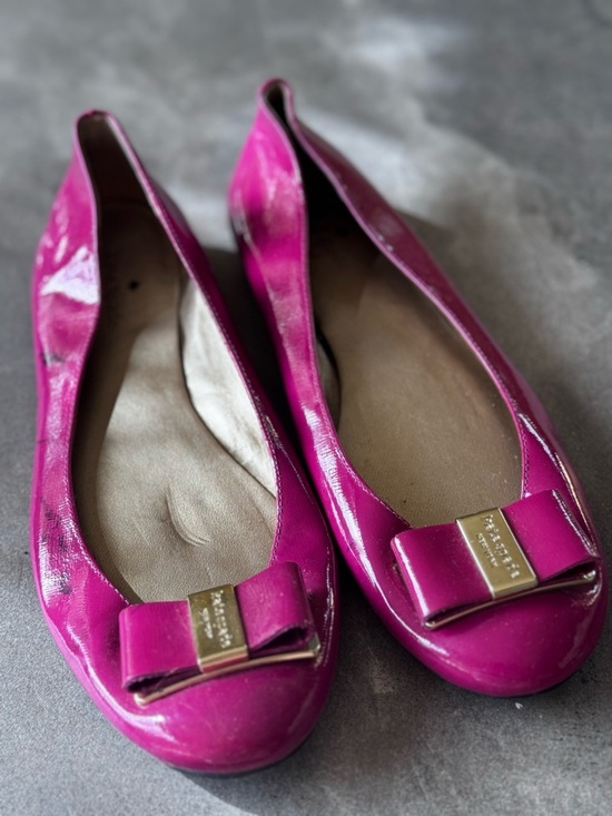 kate spade Shoes - Kate Spade Patent Leather Bow Ballet Flats - Fuchsia